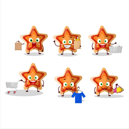 A Rich star icon mascot design style going shoppingのイラスト素材