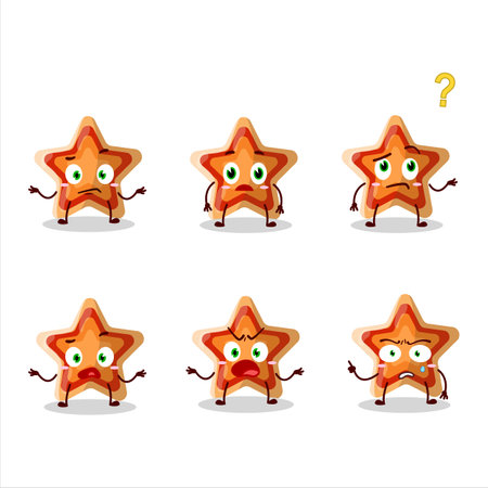 Cartoon character of star icon with what expressionのイラスト素材
