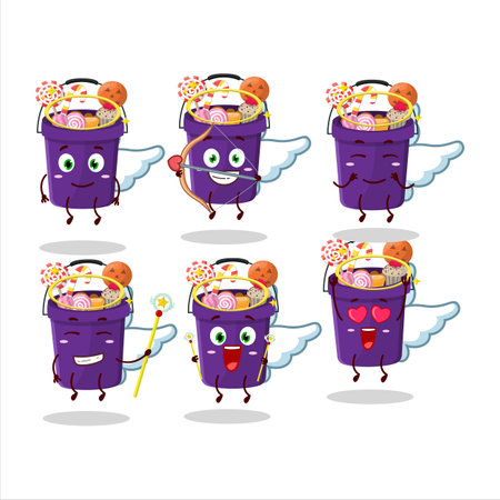 Bucket halloween cartoon designs as a cute angel characterのイラスト素材
