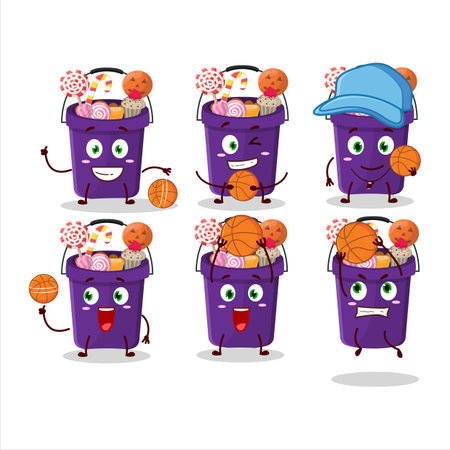 Talented bucket halloween cartoon character as a basketball athleteのイラスト素材