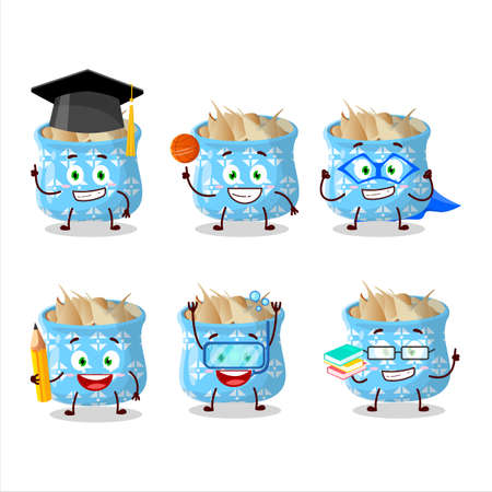 School student of dried garlic cartoon character with various expressionsのイラスト素材