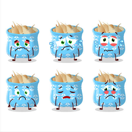 Dried Garlic cartoon character with sad expressionのイラスト素材