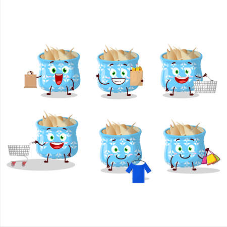 A Rich dried garlic mascot design style going shoppingのイラスト素材