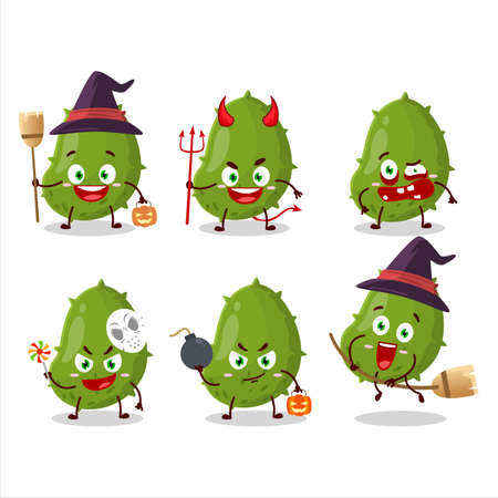 Halloween expression emoticons with cartoon character of virus deseaseのイラスト素材