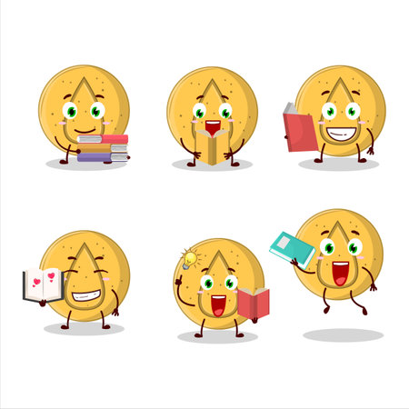 A picture of dalgona candy water cartoon character concept reading an amusing bookのイラスト素材