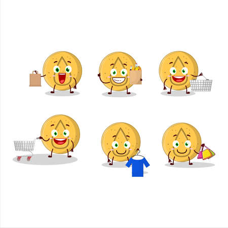 A Rich dalgona candy water mascot design style going shoppingのイラスト素材
