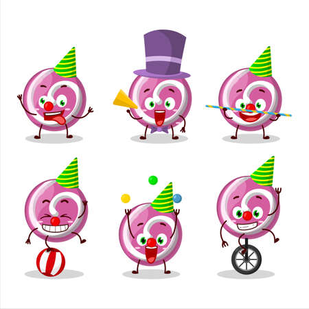Cartoon character of pink sweet candy with various circus showsのイラスト素材