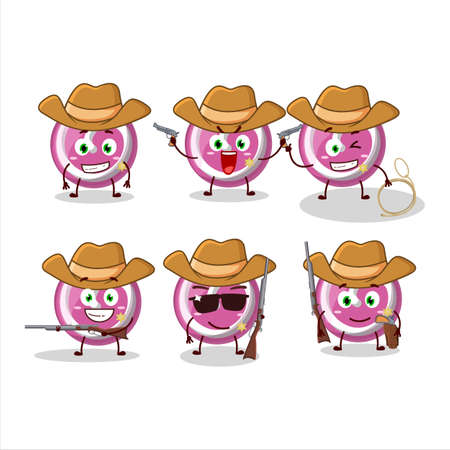 Cool cowboy pink sweet candy cartoon character with a cute hatのイラスト素材