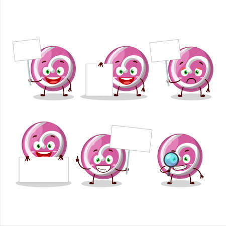 Pink sweet candy cartoon character bring information boardのイラスト素材