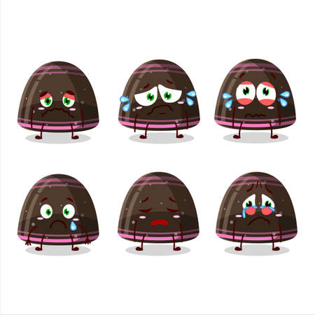 Chocolate jelly gummy candy cartoon character with sad expressionのイラスト素材