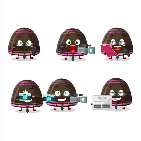 Character reporter chocolate jelly gummy candy cute mascot with microphoneのイラスト素材