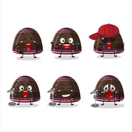 A Cute Cartoon design concept of chocolate jelly gummy candy singing a famous songのイラスト素材