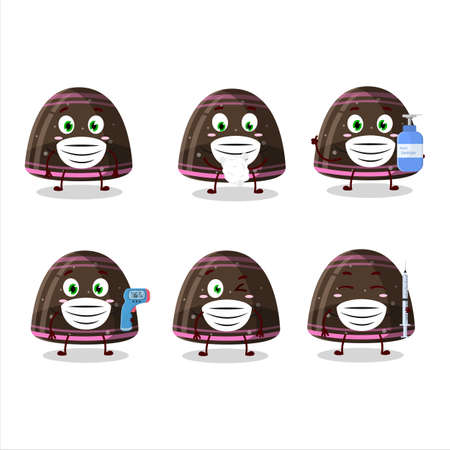A picture of chocolate jelly gummy candy cartoon design style keep staying healthy during a pandemicのイラスト素材