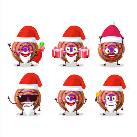 Santa Claus emoticons with orange spiral gummy candy cartoon characterのイラスト素材