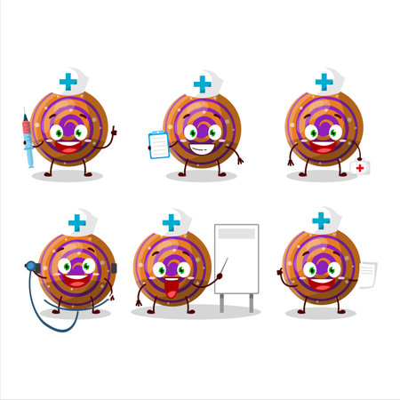 Doctor profession emoticon with orange spiral gummy candy cartoon characterのイラスト素材