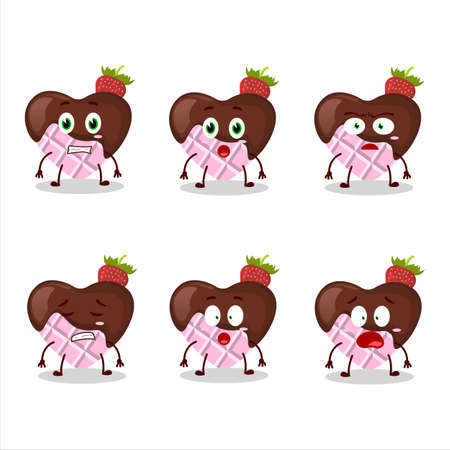 Character cartoon of strawberry chocolate love with scared expressionのイラスト素材