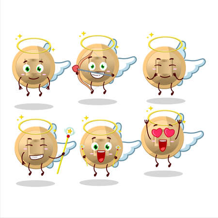 Chinese coin cartoon designs as a cute angel characterのイラスト素材
