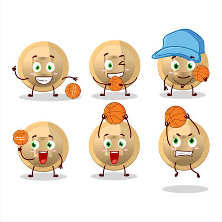 Talented chinese coin cartoon character as a basketball athleteのイラスト素材