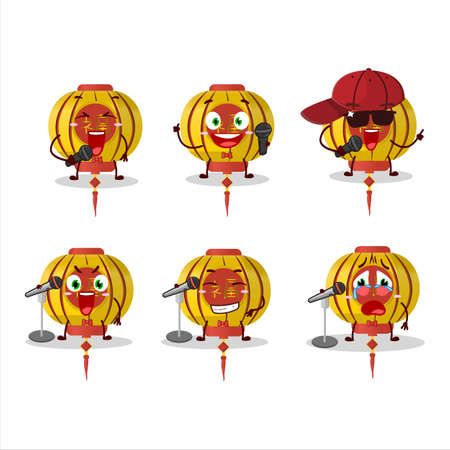 A Cute Cartoon design concept of yellow chinese lamp singing a famous songのイラスト素材
