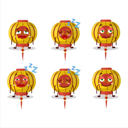 Cartoon character of yellow chinese lamp with sleepy expressionのイラスト素材