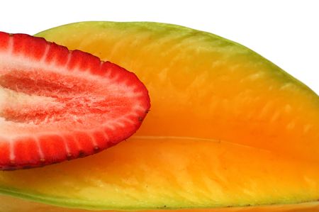 starfruit and strawberry backgroundの写真素材