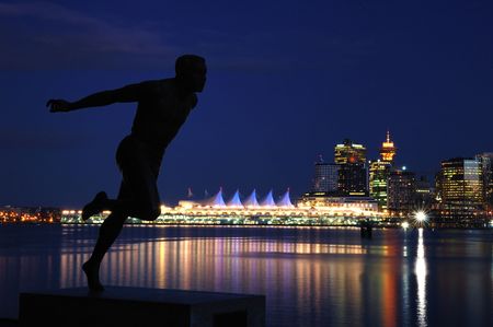downtown vancouver night sceneの写真素材