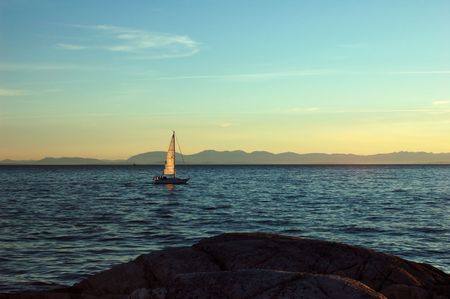 sailboat on waterの写真素材