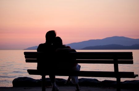 couple under the sunsetの写真素材