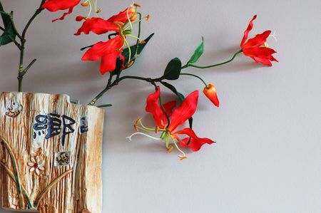 silk flower in vaseの写真素材