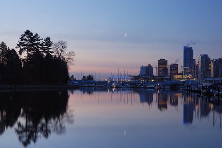 downtown vancouver at sunriseの写真素材