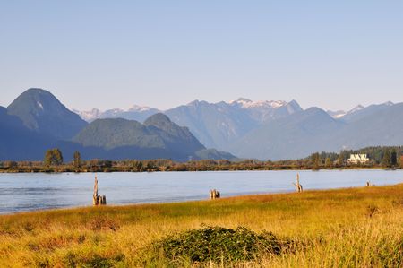 pitt river with mountain in background