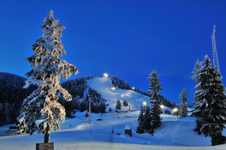 Winter at Grouse Mountain, Vancouver, British Columbiaの写真素材