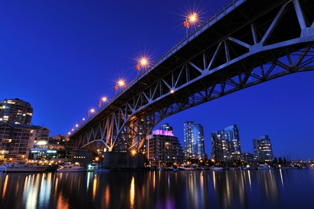 Granville Island Night Scene, Vancouver, British Columbiaの写真素材