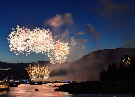 Celebration of Lights, fireworks display at English Bay, Vancouver, BCの写真素材