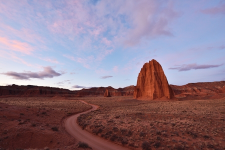 Cathedral Valley Sunrise, Capitol Reef National Park, Utahの写真素材