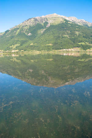Mountain reflection in the glacial lakeの写真素材