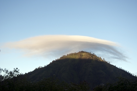 pileus cloud  in morningの写真素材