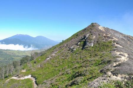 clear sky and cloud view from Kawah Ijen  East Jawa, Indoneisa の写真素材