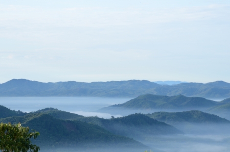 Fog at Khohong Hill,Hatyai,Songkhla Thailandの写真素材