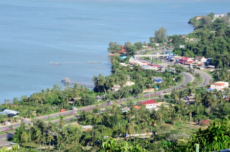 Road, Market and Aea view from top, Songkhla Thailandの写真素材