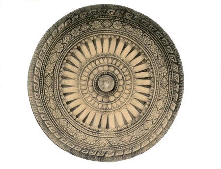 Dharmachakra. Wheel of Dhamma on an isolated white background.の写真素材