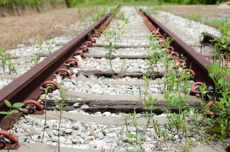 Old vintage railroad  in sunny dayの写真素材