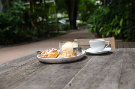 sweet dessert on a wooden background. Tasty dessert food concept.