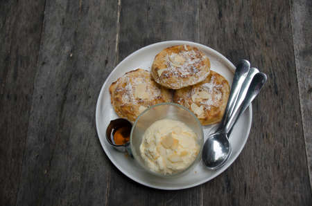 sweet dessert on a wooden background. Tasty dessert food concept.