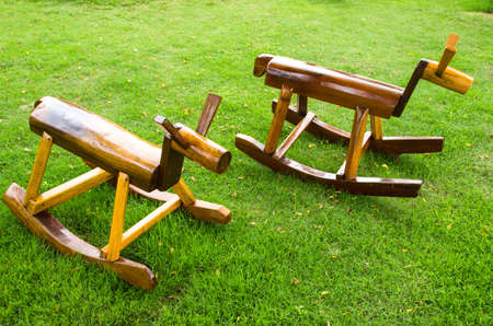 Playground structure, outdoor idea of school or public park with wood equipment for recreation, kid fun kit in schoolyard, city playpark architecture.children Stairs Slides equipment.の写真素材