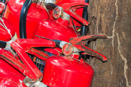 Old fire extinguish no maintenance not safety, need to be replace. Thailandの写真素材