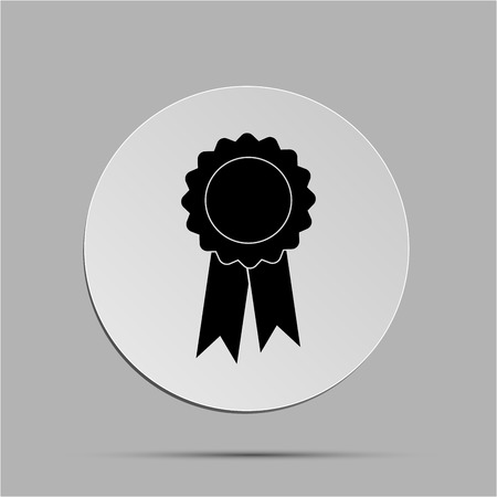 A badge with ribbon black vector icon with shadow.のイラスト素材