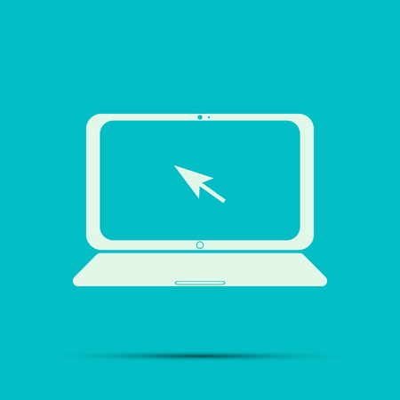 Laptop Icon in trendy flat style isolated on blue background.Vector illustrationのイラスト素材