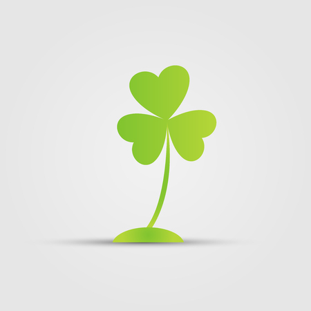 Three leaf Irish clover icon. Bright green shamrock, isolated on white.vector illustrationsのイラスト素材