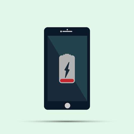 Smartphone with red charging battery icon on screenのイラスト素材
